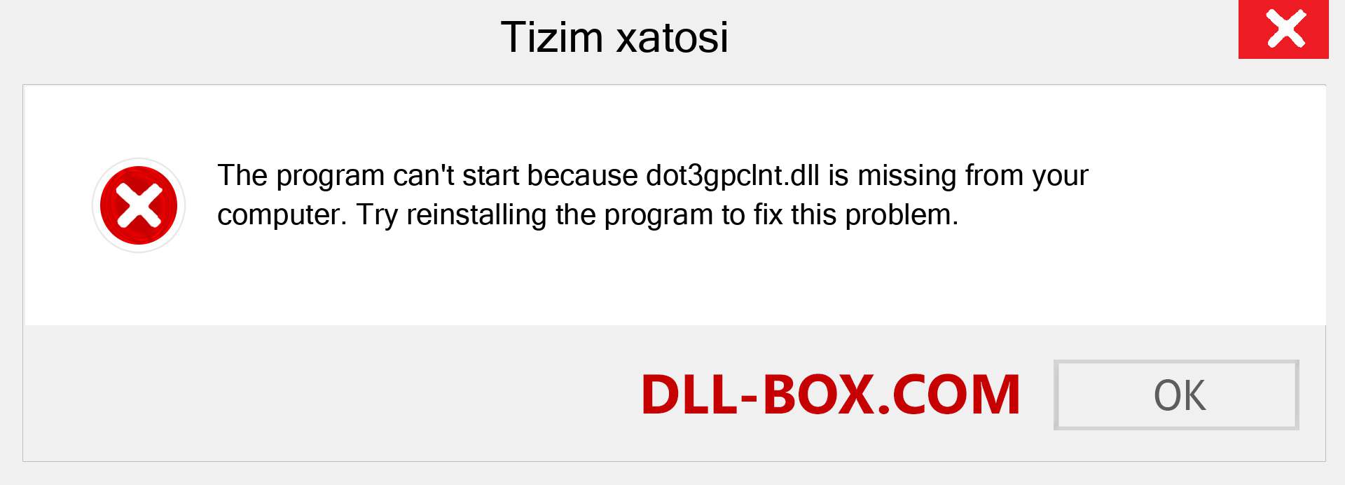 dot3gpclnt.dll fayli yo'qolganmi?. Windows 7, 8, 10 uchun yuklab olish - Windowsda dot3gpclnt dll etishmayotgan xatoni tuzating, rasmlar, rasmlar